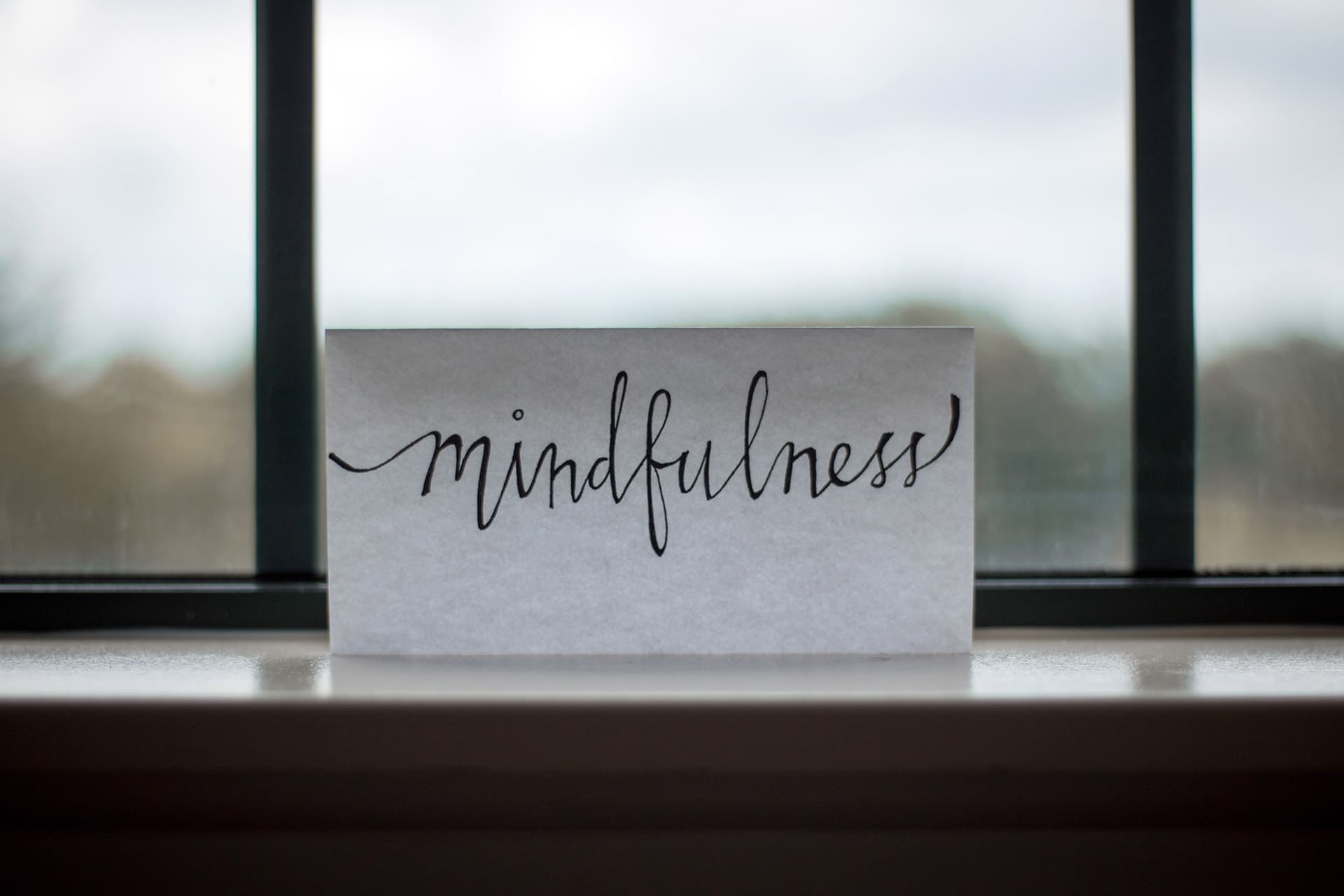 Card with the word: mindfulness